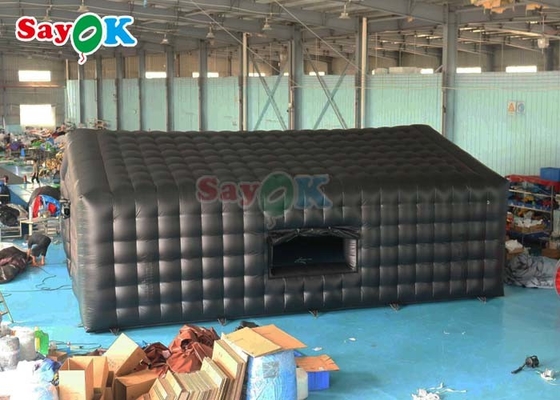 Tente de soirée en PVC gonflable en cube Commercial Black Disco Light Tente de club de nuit mobile construite - En écran