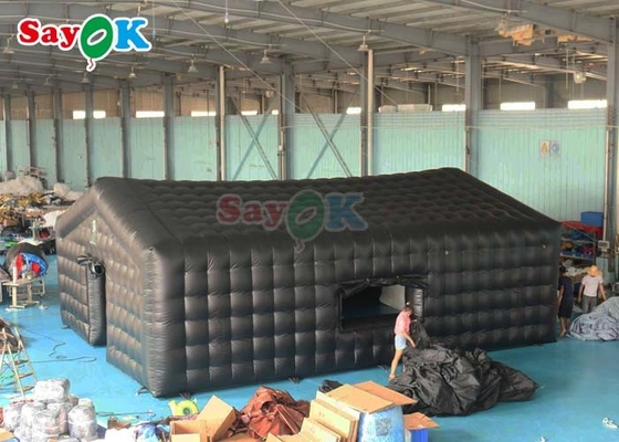 Tente de soirée en PVC gonflable en cube Commercial Black Disco Light Tente de club de nuit mobile construite - En écran